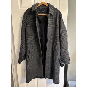 Abercrombie & Fitch Houndstooth Wool Blend Long Coat -  Size M Tall